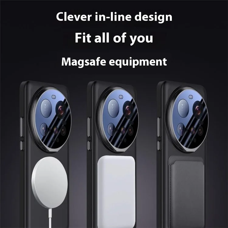For Xiaomi 15 Ultra Case Compatible with MagSafe Lens Film Kickstand Hard PC Phone Cover - Black
