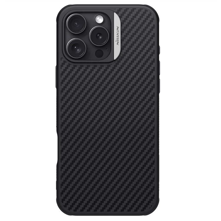 NILLKIN For iPhone 16 Pro Max Magnetic Case Carbon Fiber Texture TPU + PC Shockproof Phone Cover - Silver