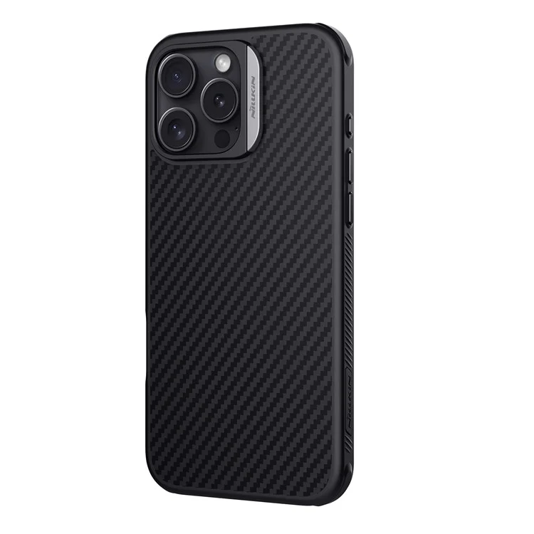 NILLKIN For iPhone 16 Pro Max Magnetic Case Carbon Fiber Texture TPU + PC Shockproof Phone Cover - Silver