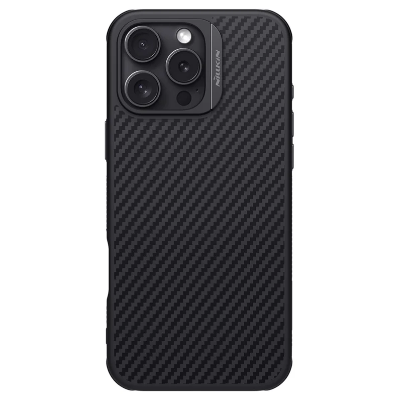 NILLKIN For iPhone 16 Pro Max Magnetic Case Carbon Fiber Texture TPU + PC Shockproof Phone Cover - Black