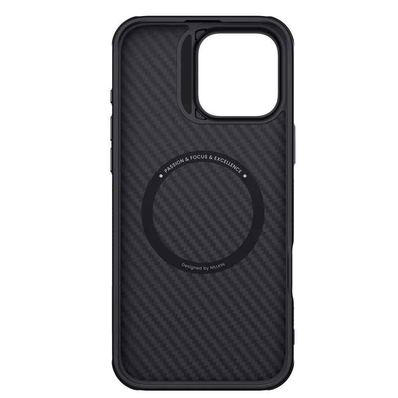 NILLKIN For iPhone 16 Pro Max Magnetic Case Carbon Fiber Texture TPU + PC Shockproof Phone Cover - Black
