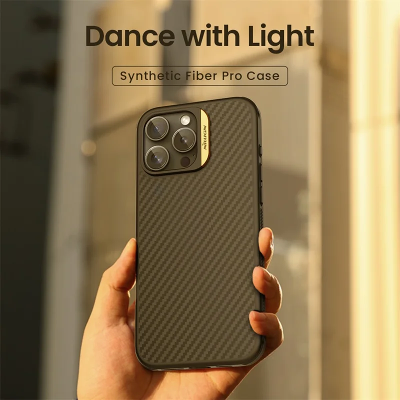 NILLKIN For iPhone 16 Pro Max Magnetic Case Carbon Fiber Texture TPU + PC Shockproof Phone Cover - Black