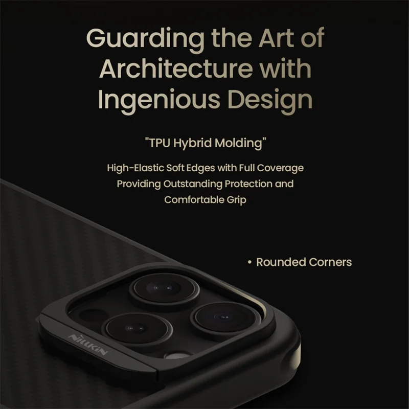 NILLKIN For iPhone 16 Pro Max Magnetic Case Carbon Fiber Texture TPU + PC Shockproof Phone Cover - Black