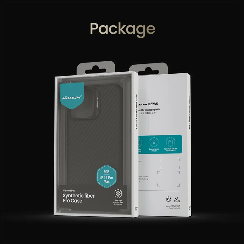 NILLKIN For iPhone 16 Pro Max Magnetic Case Carbon Fiber Texture TPU + PC Shockproof Phone Cover - Black