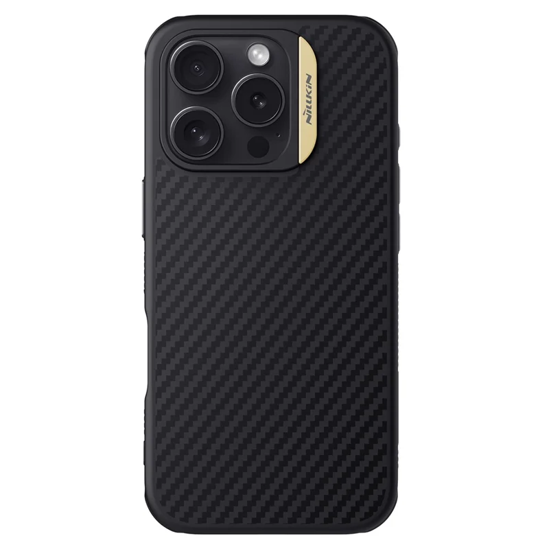 NILLKIN For iPhone 16 Pro Magnetic Case Carbon Fiber Texture TPU + PC Shockproof Phone Cover - Gold