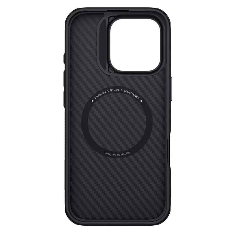 NILLKIN For iPhone 16 Pro Magnetic Case Carbon Fiber Texture TPU + PC Shockproof Phone Cover - Gold
