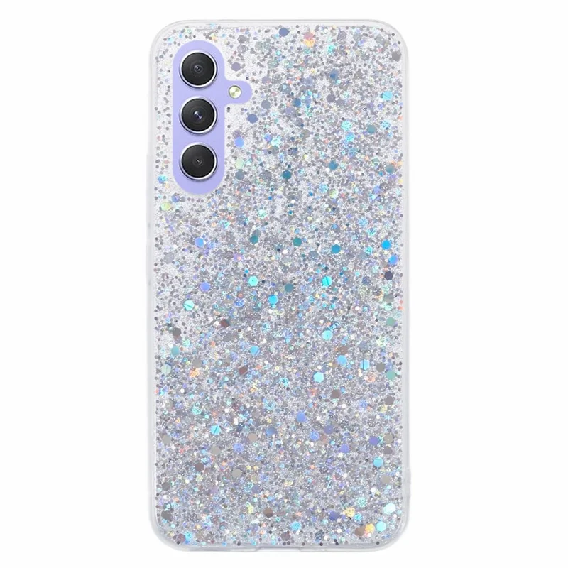 For Samsung Galaxy S25 Case Shockproof Soft TPU Phone Cover Glittery Design - Silver