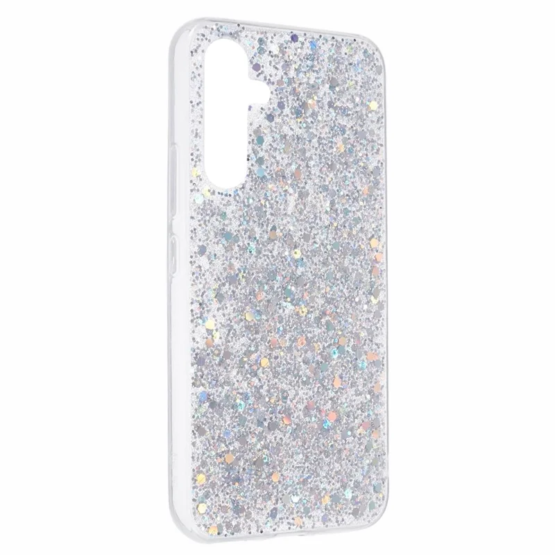 For Samsung Galaxy S25 Case Shockproof Soft TPU Phone Cover Glittery Design - Silver
