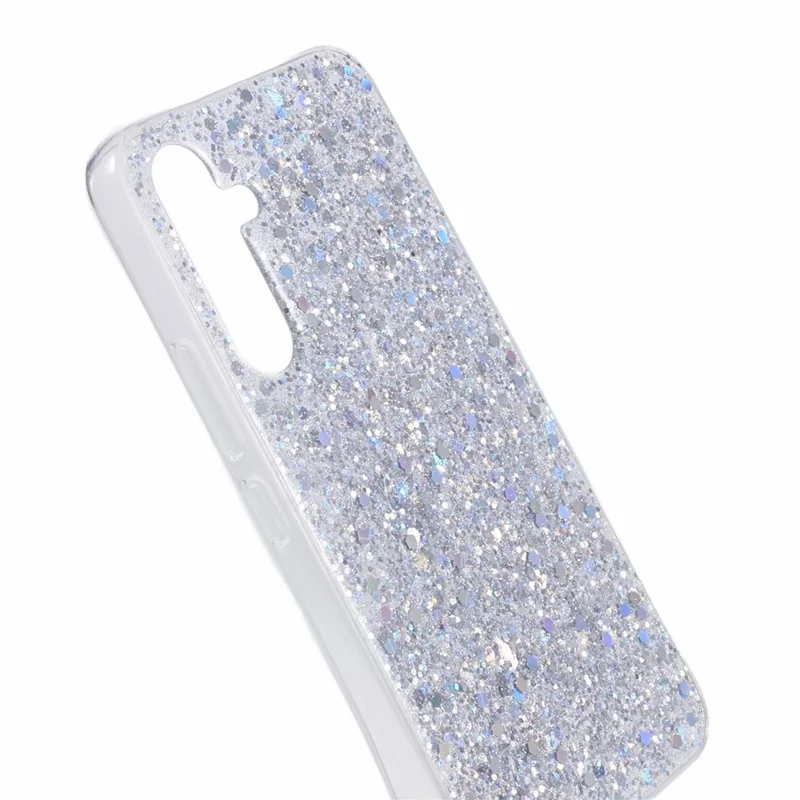For Samsung Galaxy S25 Case Shockproof Soft TPU Phone Cover Glittery Design - Silver