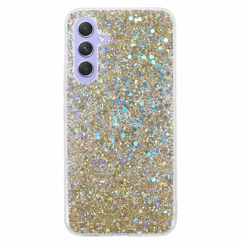 For Samsung Galaxy S25+ Case Shockproof Soft TPU Phone Cover Glittery Design - Gold