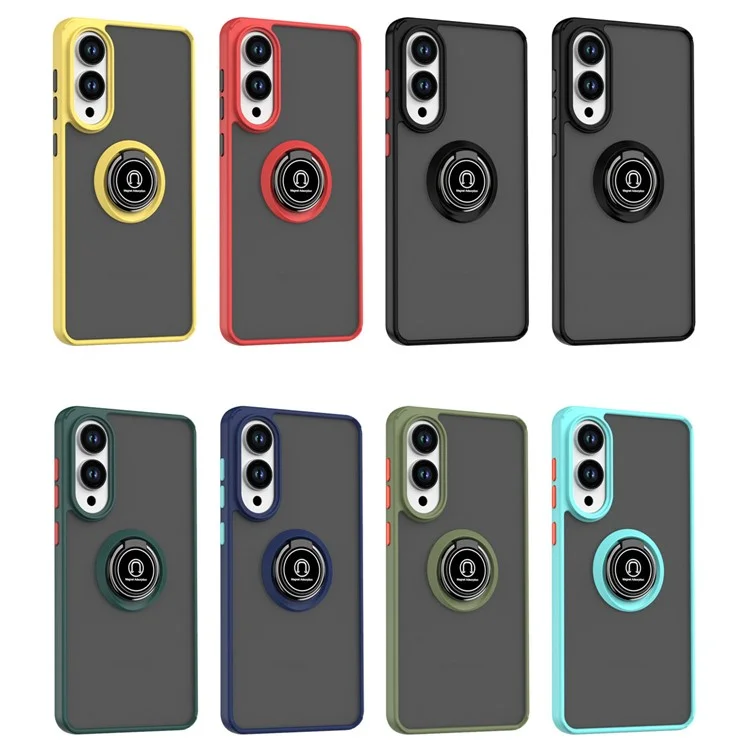 Für Samsung Galaxy S25 Edge Hülle PC + TPU Ring Ständer Stoßfeste Handyrückseite - Schwarz / Rot