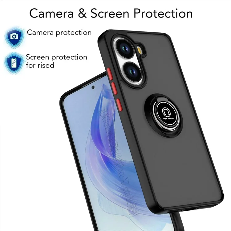 Для Xiaomi Poco X7 Pro 5G Чехол ПК + ТПУ Кольцевая подставка Противоударный чехол для телефона - Черный / Красный