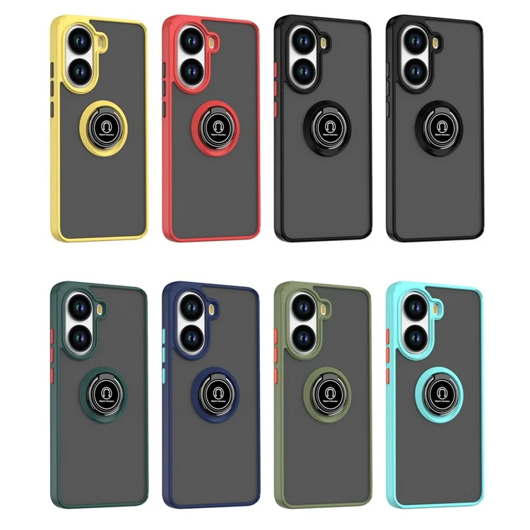 Для Xiaomi Poco X7 Pro 5G Чехол ПК + ТПУ Кольцевая подставка Противоударный чехол для телефона - Черный / Красный