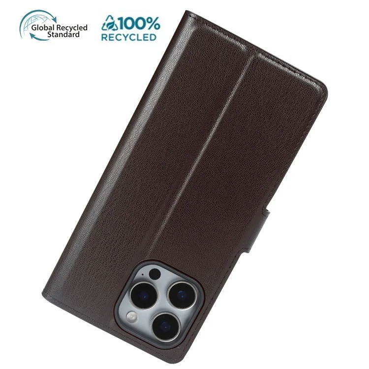 Étui Support pour iPhone 12 Pro Max en Cuir Écologique Biobased RPET Fin avec Porte-Cartes - Rouge Vin