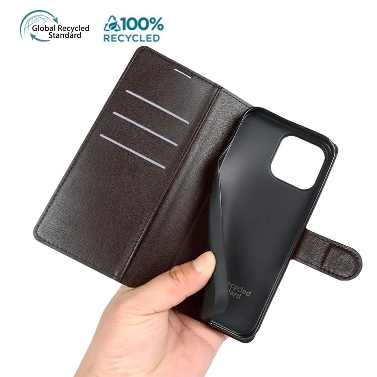 Étui support pour iPhone 13 Pro en matériaux biosourcés, éco-responsable, RPET fin avec porte-cartes - Rouge vin