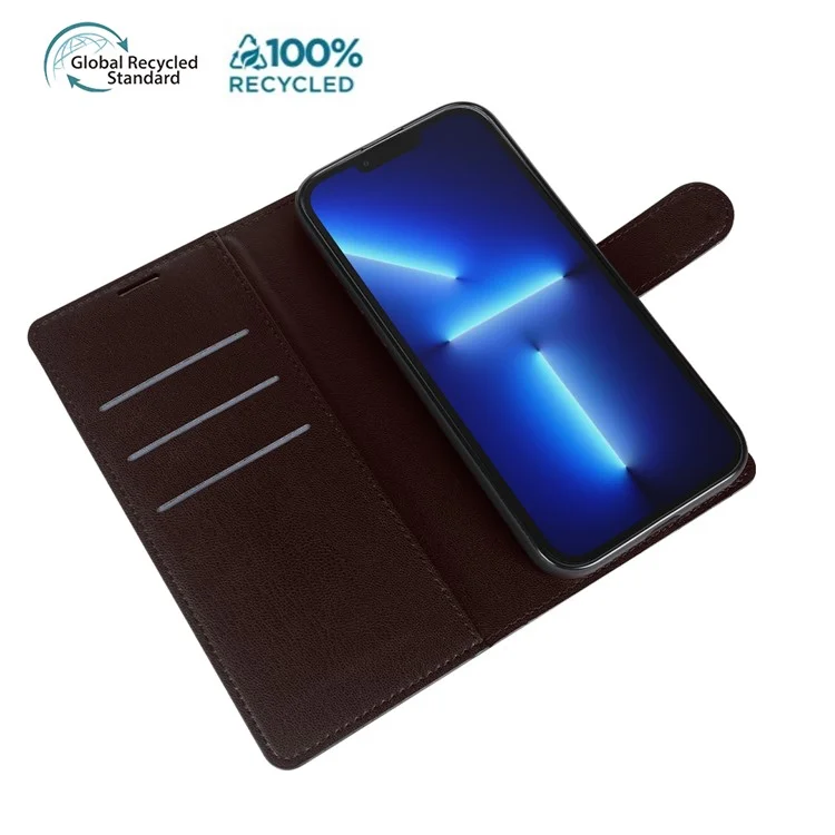Étui support pour iPhone 13 Pro en matériaux biosourcés, éco-responsable, RPET fin avec porte-cartes - Rouge vin
