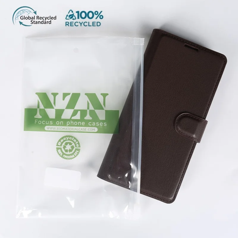 For iPhone 14 Pro Stand Case Biobased Eco-Friendly RPET RPVB Slim Phone Cover with Wallet - Wine Red