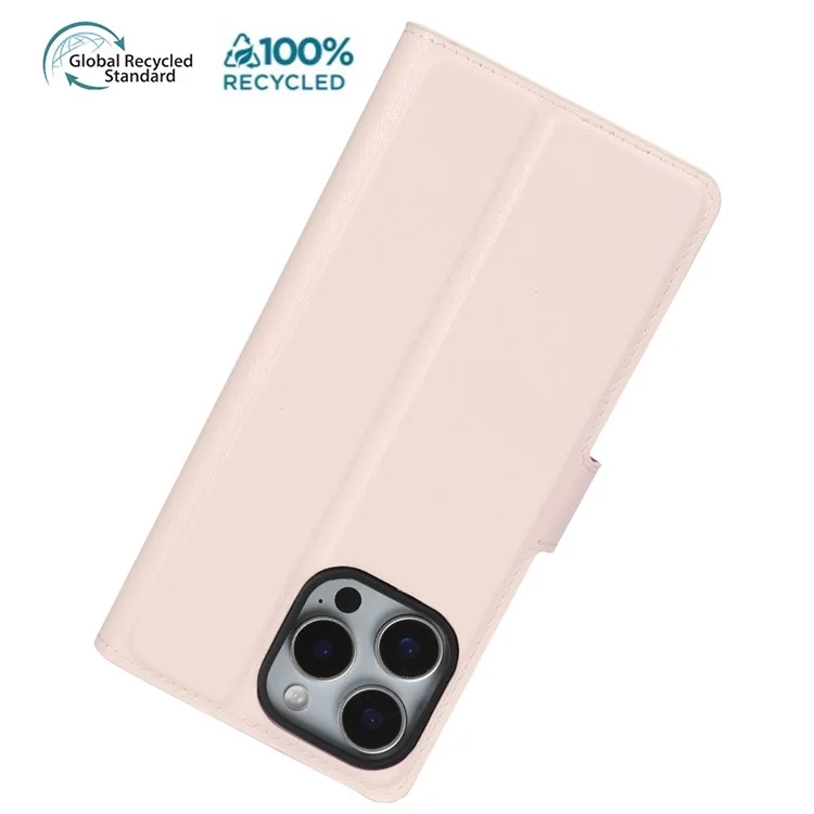 Capa com Suporte para iPhone 14 Pro em Material Biológico Eco-Friendly RPET Fino Estilo Couro com Porta-Cartões - Rosa