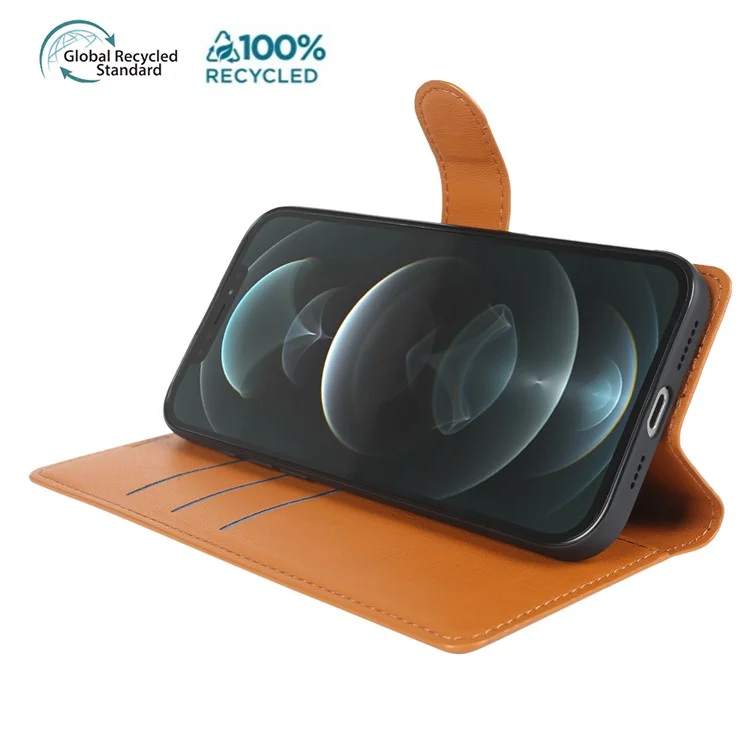 Capa de suporte para iPhone 14 Pro Max Biobased Eco-Friendly RPET Capa de telefone de couro slim com porta-cartões - Laranja