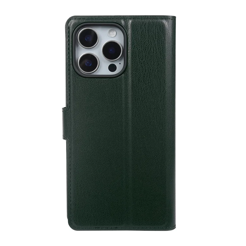 For iPhone 15 Pro Stand Case Biobased Eco-Friendly RPET RPVB Slim Phone Cover with Wallet - Blackish Green