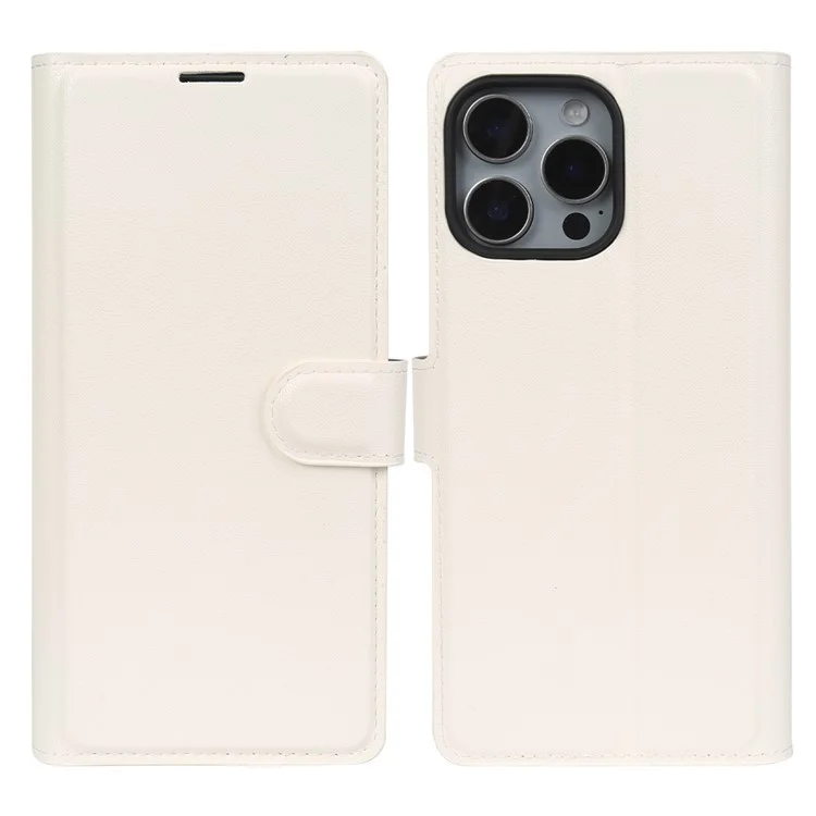 Handyhülle für iPhone 15 Pro mit Ständer, Bio-basiert, Öko-freundlich, RPET, Slim Leder-Handycover mit Kartenfach - Weiß