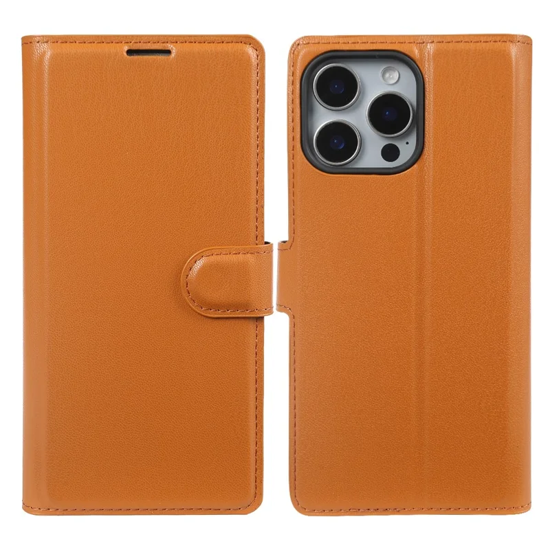 For iPhone 15 Pro Stand Case Biobased Eco-Friendly RPET RPVB Slim Phone Cover with Wallet - Orange
