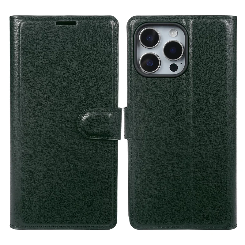 Capa de suporte para iPhone 15 Pro Max Biobased Eco-Friendly RPET Capa de telefone em couro slim com porta-cartão - Verde escuro