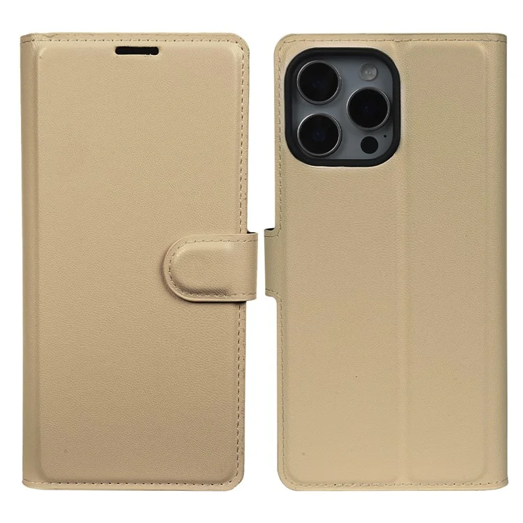 Capa de suporte para iPhone 15 Pro Max Ecológica e biodegradável de couro RPET fino com porta-cartões - Cáqui