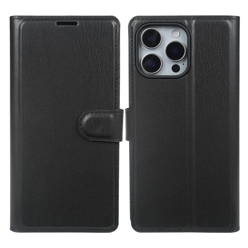 For iPhone 16 Pro Stand Case Biobased Eco-Friendly RPET RPVB Slim Phone Cover with Wallet - Black