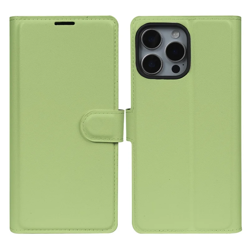 For iPhone 16 Pro Stand Case Biobased Eco-Friendly RPET RPVB Slim Phone Cover with Wallet - Light Green
