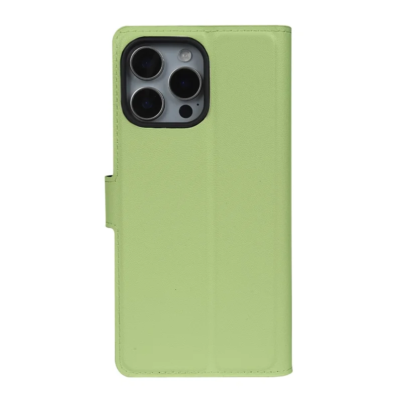 For iPhone 16 Pro Stand Case Biobased Eco-Friendly RPET RPVB Slim Phone Cover with Wallet - Light Green