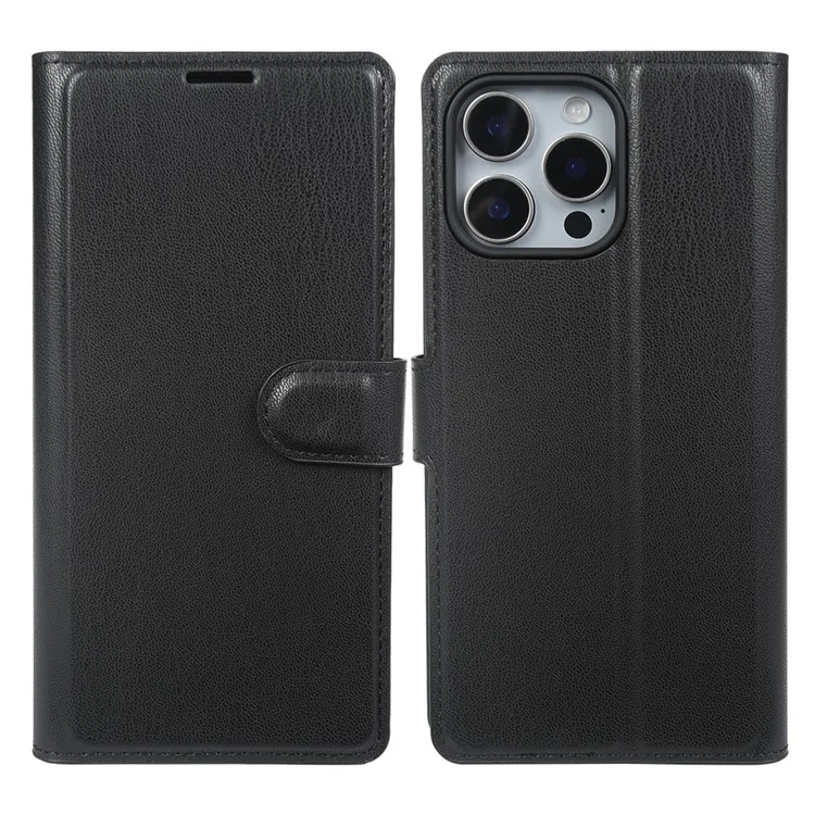 Handyhülle für iPhone 16 Pro Max mit Ständer, Bio-basiert, Öko-freundlich, RPET, Slim-Design, Leder-Optik, Kartenfach - Schwarz