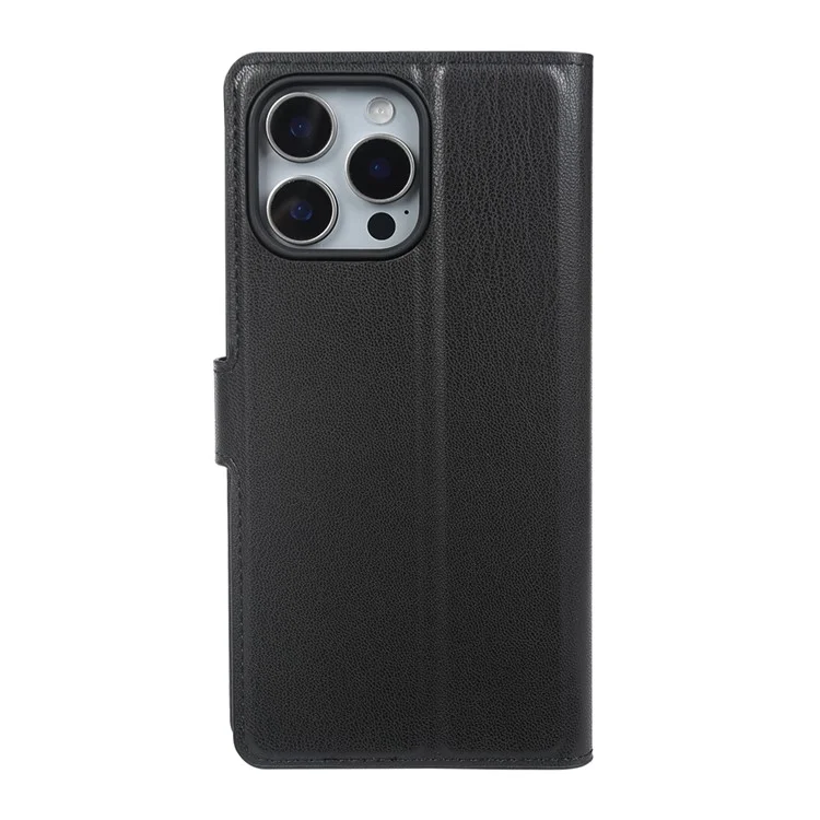 Handyhülle für iPhone 16 Pro Max mit Ständer, Bio-basiert, Öko-freundlich, RPET, Slim-Design, Leder-Optik, Kartenfach - Schwarz