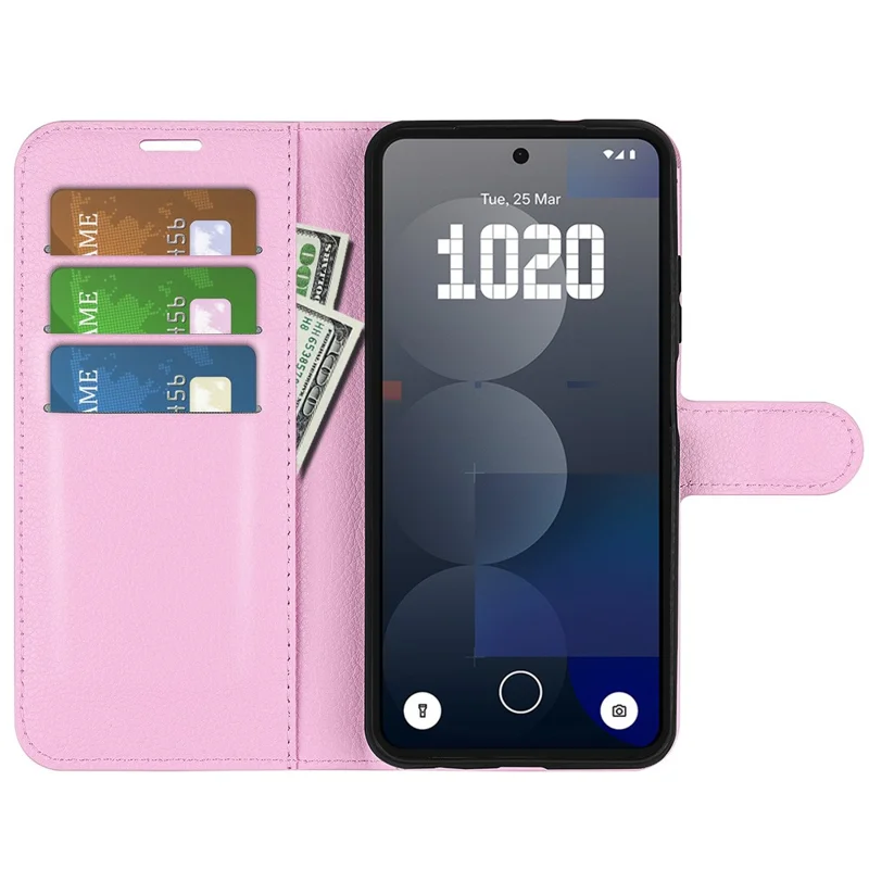 For Nothing Phone (3a) Pro Case Litchi Texture Shockproof Leather Wallet Phone Cover - Pink