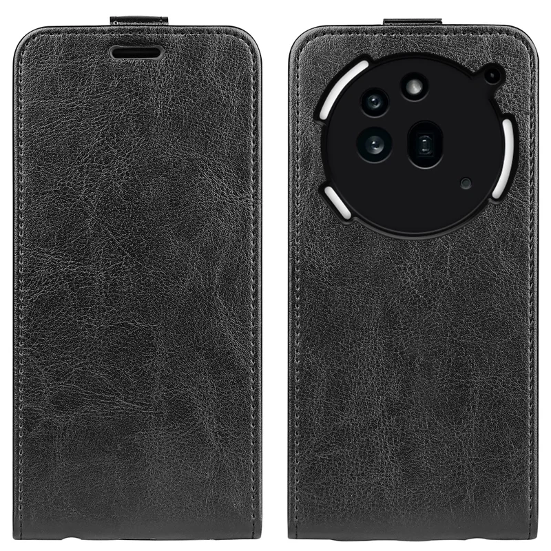 Capa para Nothing Phone (3a) Pro com Compartimentos para Cartões, Couro Flip Vertical - Preto