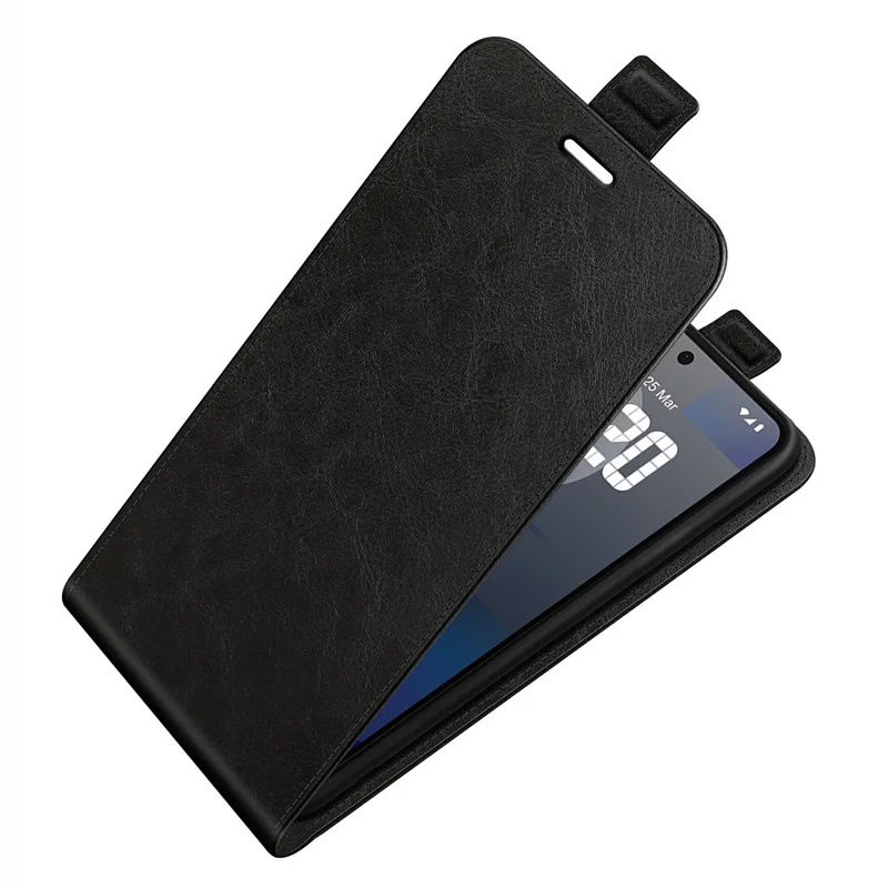 Capa para Nothing Phone (3a) Pro com Compartimentos para Cartões, Couro Flip Vertical - Preto