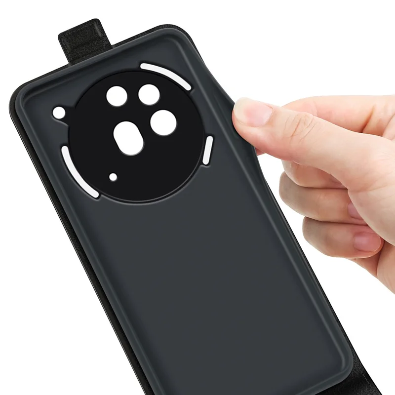 Capa para Nothing Phone (3a) Pro com Compartimentos para Cartões, Couro Flip Vertical - Preto