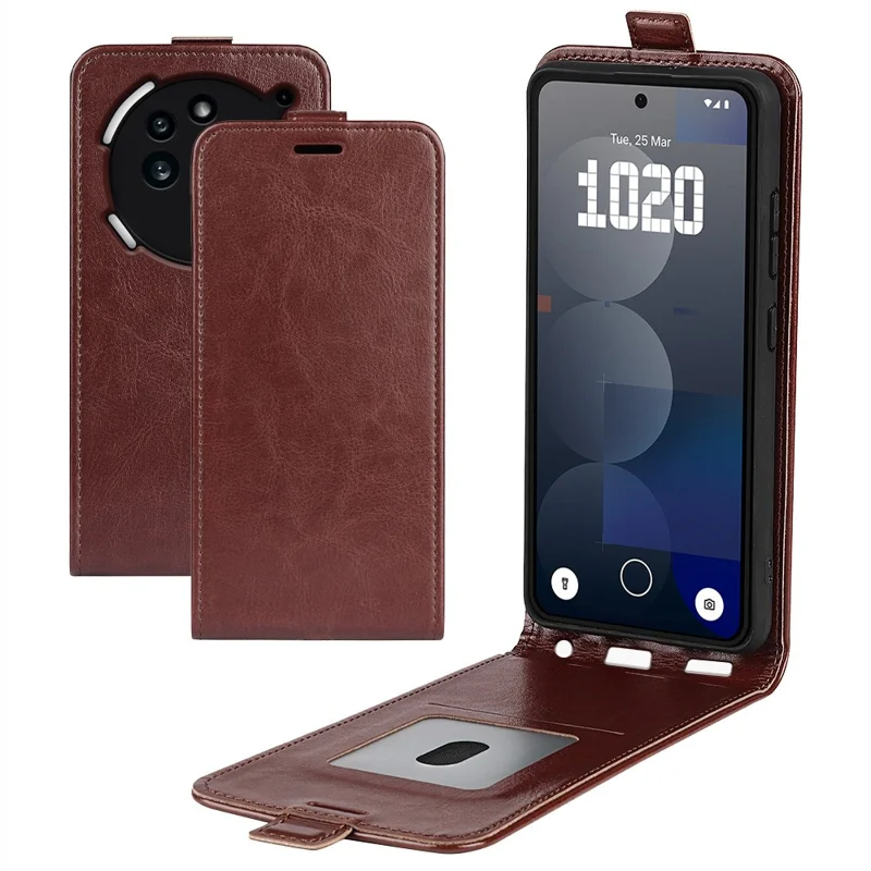 For Nothing Phone (3a) Pro Case with Card Slots Vertical Flip Leather Phone Cover - Brown