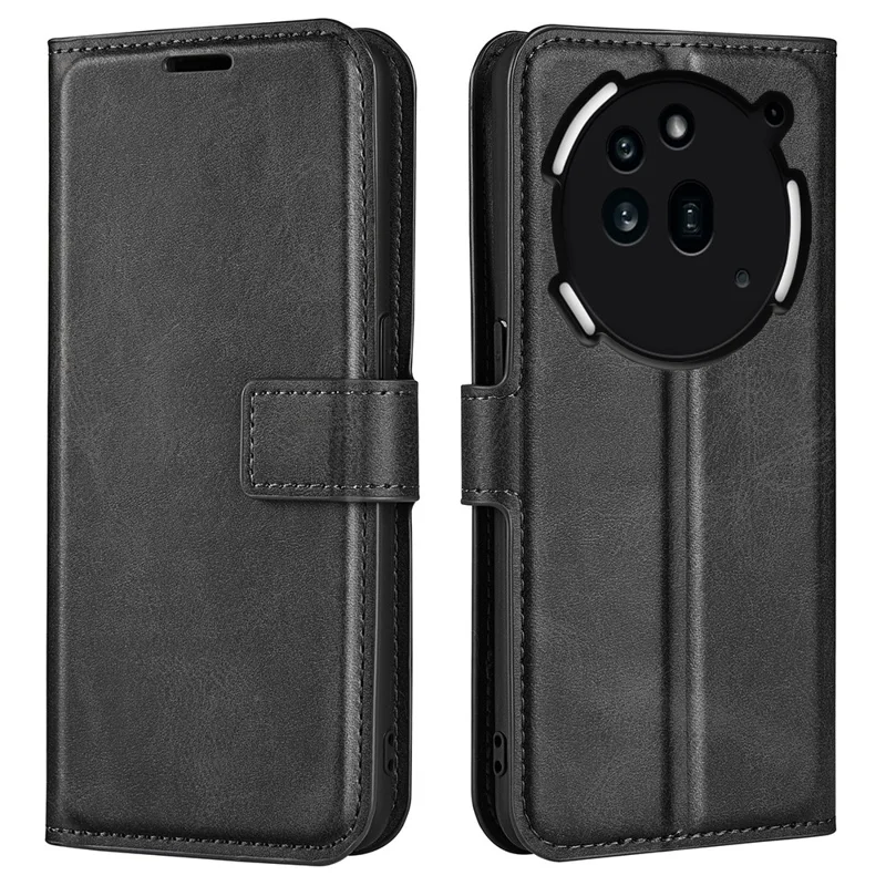 For Nothing Phone (3a) Pro Stand Case Anti-Scratch Calf Texture Leather Phone Cover - Black