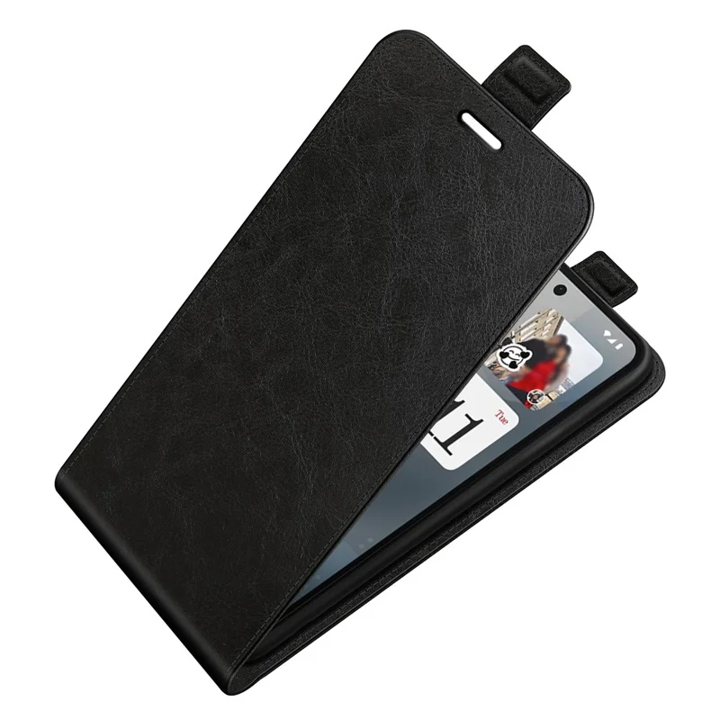 Cover per Nothing Phone (3a) con Slot per Carte Flip Verticale in Pelle - Nero