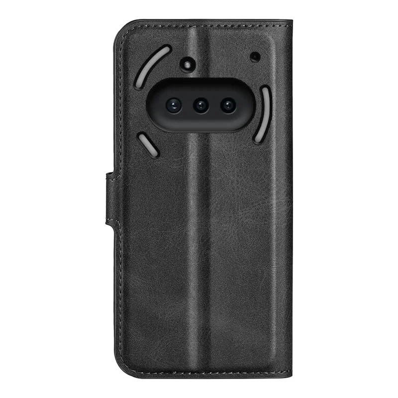 For Nothing Phone (3a) Stand Case Anti-Scratch Calf Texture Leather Phone Cover - Black