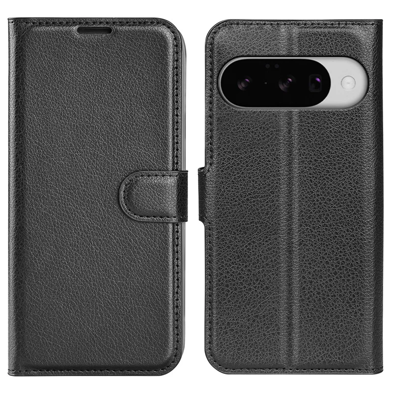 For Google Pixel 10 Case Litchi Texture Shockproof Leather Wallet Phone Cover - Black