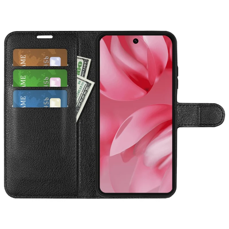 For Google Pixel 10 Case Litchi Texture Shockproof Leather Wallet Phone Cover - Black