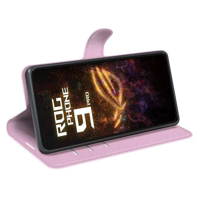 For Asus ROG Phone 9 Pro 5G Case Litchi Texture Shockproof Leather Wallet Phone Cover - Pink