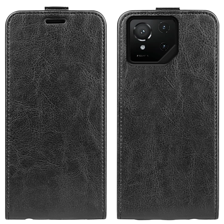 Per Asus ROG Phone 9 Pro 5G Custodia con slot per schede Flip verticale in pelle Custodia per telefono - Nero