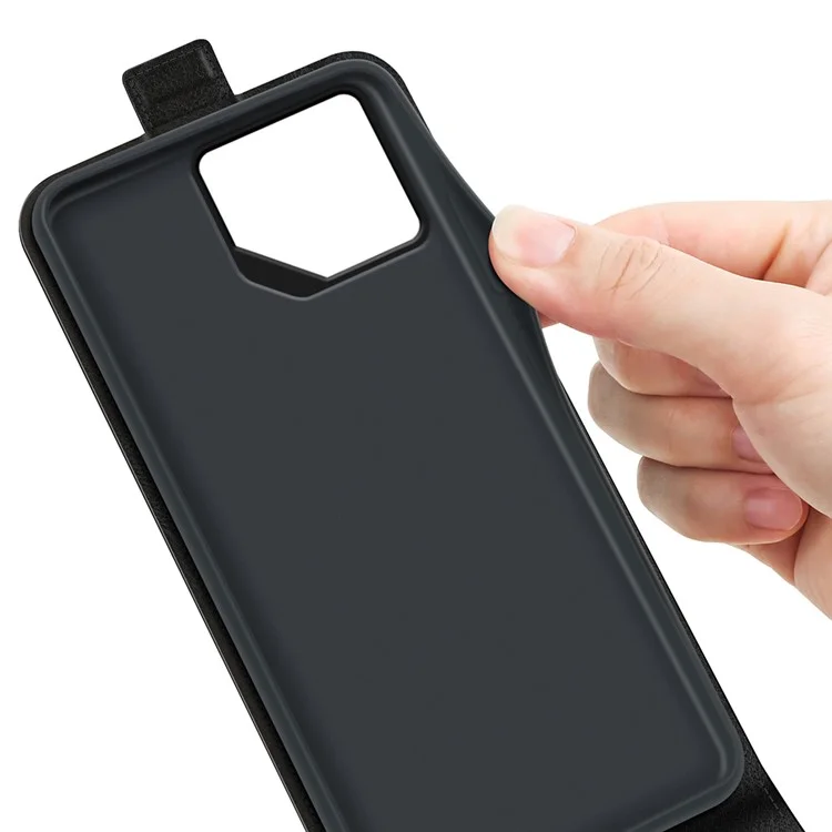 Per Asus ROG Phone 9 Pro 5G Custodia con slot per schede Flip verticale in pelle Custodia per telefono - Nero