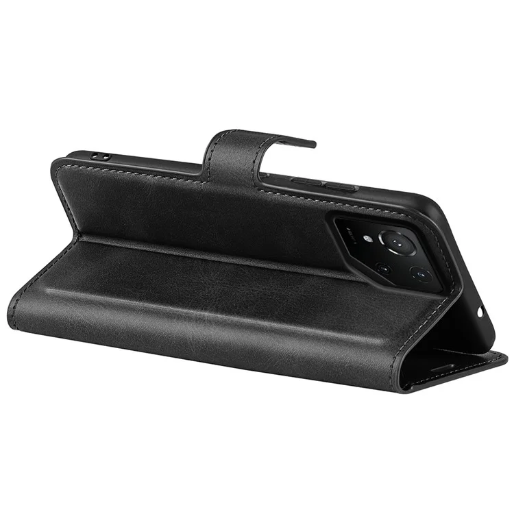 Funda con Soporte para Asus ROG Phone 9 Pro 5G, Cuero con Textura de Becerro Antiarañazos - Negro