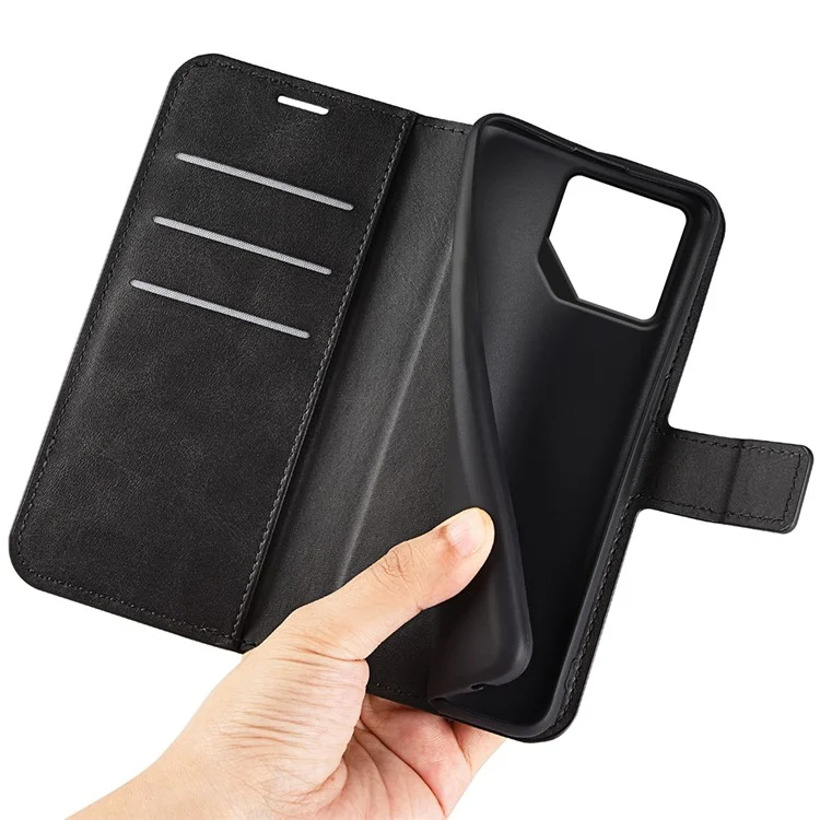 Funda con Soporte para Asus ROG Phone 9 Pro 5G, Cuero con Textura de Becerro Antiarañazos - Negro