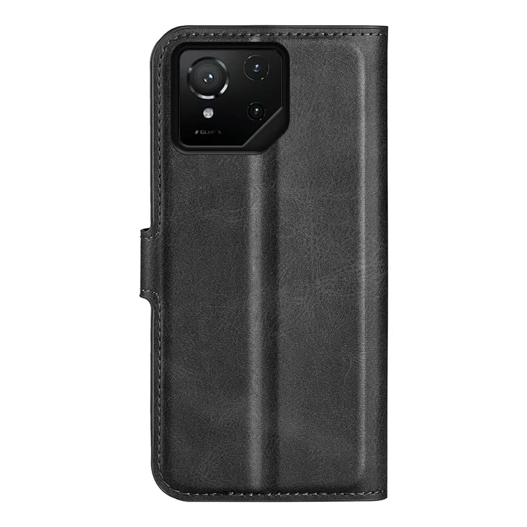 Funda con Soporte para Asus ROG Phone 9 Pro 5G, Cuero con Textura de Becerro Antiarañazos - Negro