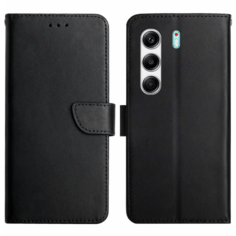 Für TECNO Camon 40 Pro 4G / 40 Pro 5G Hülle Echtes Kuhlederhülle Nappa-Textur - Schwarz